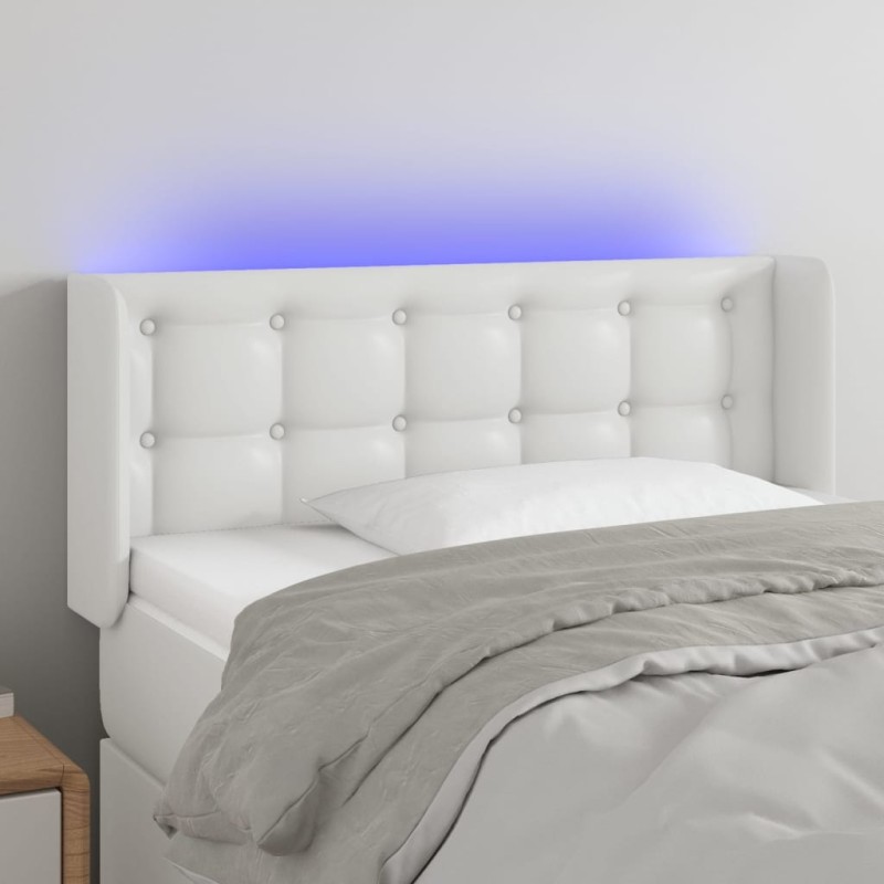 Testiera a LED Bianca 93x16x78/88 cm in Similpelle Testiera a LED Bianca 93x16x78/88 cm in Similpelle