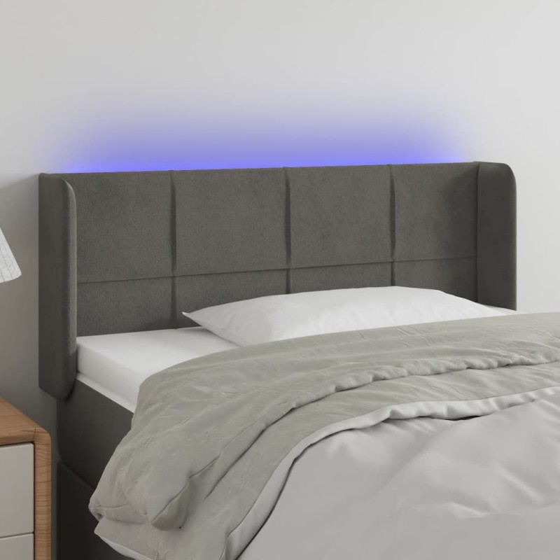 Testiera a LED Grigio Scuro 83x16x78/88 cm in Velluto Testiera a LED Grigio Scuro 83x16x78/88 cm in Velluto