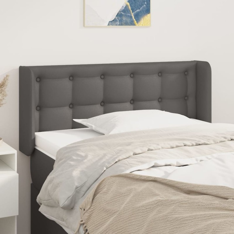 Testiera ad Orecchio Grigio 93x16x78/88 cm in Similpelle Testiera ad Orecchio Grigio 93x16x78/88 cm in Similpelle