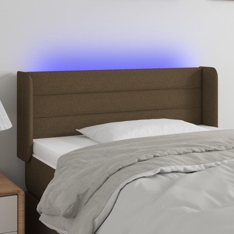 Testiera a LED Marrone Scuro 103x16x78/88 cm in Tessuto Testiera a LED Marrone Scuro 103x16x78/88 cm in Tessuto