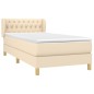 vidaXL Giroletto a Molle con Materasso Crema 90x190 cm in Tessuto