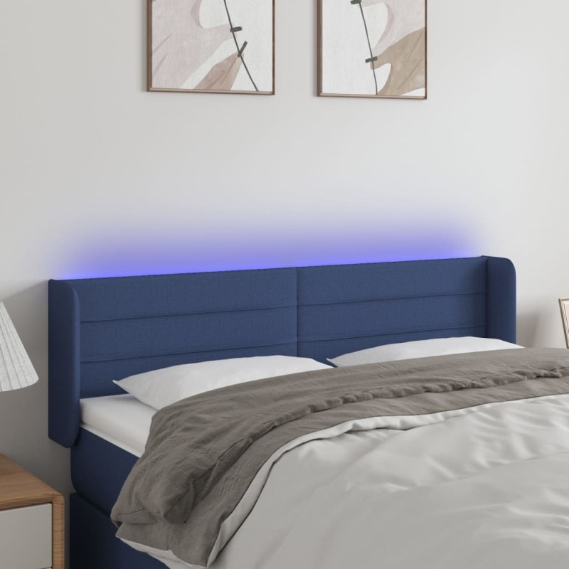 Testiera a LED Blu 147x16x78/88 cm in Tessuto Testiera a LED Blu 147x16x78/88 cm in Tessuto