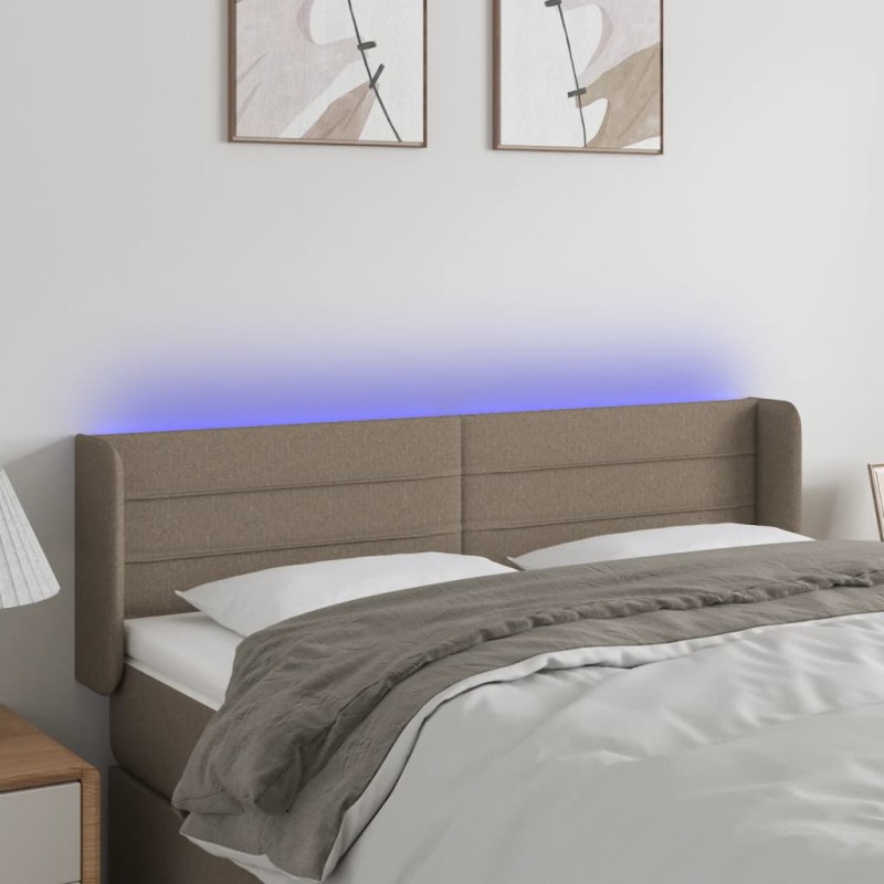 Testiera a LED Tortora 147x16x78/88 cm in Tessuto Testiera a LED Tortora 147x16x78/88 cm in Tessuto