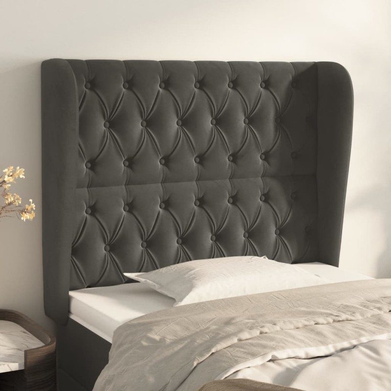 vidaXL Testiera ad Orecchio Grigio Scuro 93x23x118/128 cm in Velluto