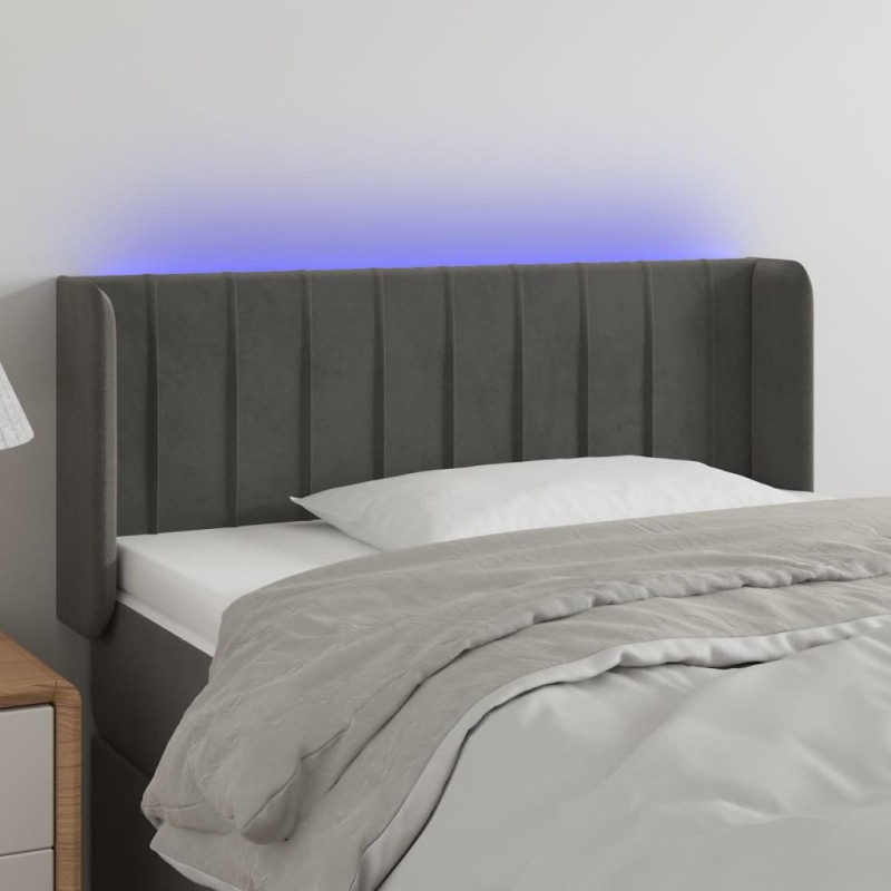 Testiera a LED Grigio Scuro 103x16x78/88 cm in Velluto Testiera a LED Grigio Scuro 103x16x78/88 cm in Velluto