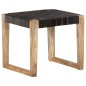 vidaXL Sgabello Nero in Vera Pelle e Legno Massello di Mango vidaXL Sgabello Nero in Vera Pelle e Legno Massello di Mango