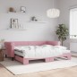 vidaXL Divano Letto Estraibile con Materassi Rosa 90x200 cm Velluto vidaXL Divano Letto Estraibile con Materassi Rosa 90x200 cm Velluto
