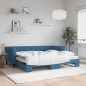 vidaXL Divano Letto Estraibile con Materassi Blu 90x200 cm Velluto vidaXL Divano Letto Estraibile con Materassi Blu 90x200 cm Velluto