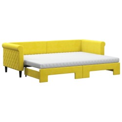 vidaXL Divano Letto Estraibile con Materassi Giallo 80x200 cm Velluto