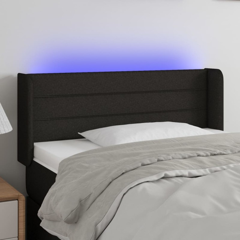 Testiera a LED Nera 83x16x78/88 cm in Tessuto Testiera a LED Nera 83x16x78/88 cm in Tessuto