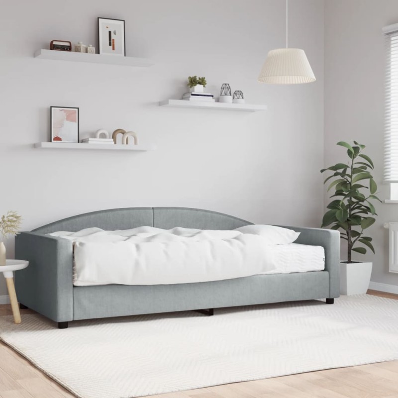 vidaXL Divano Letto con Materasso Grigio Chiaro 100x200 cm in Tessuto vidaXL Divano Letto con Materasso Grigio Chiaro 100x200 cm in Tessuto