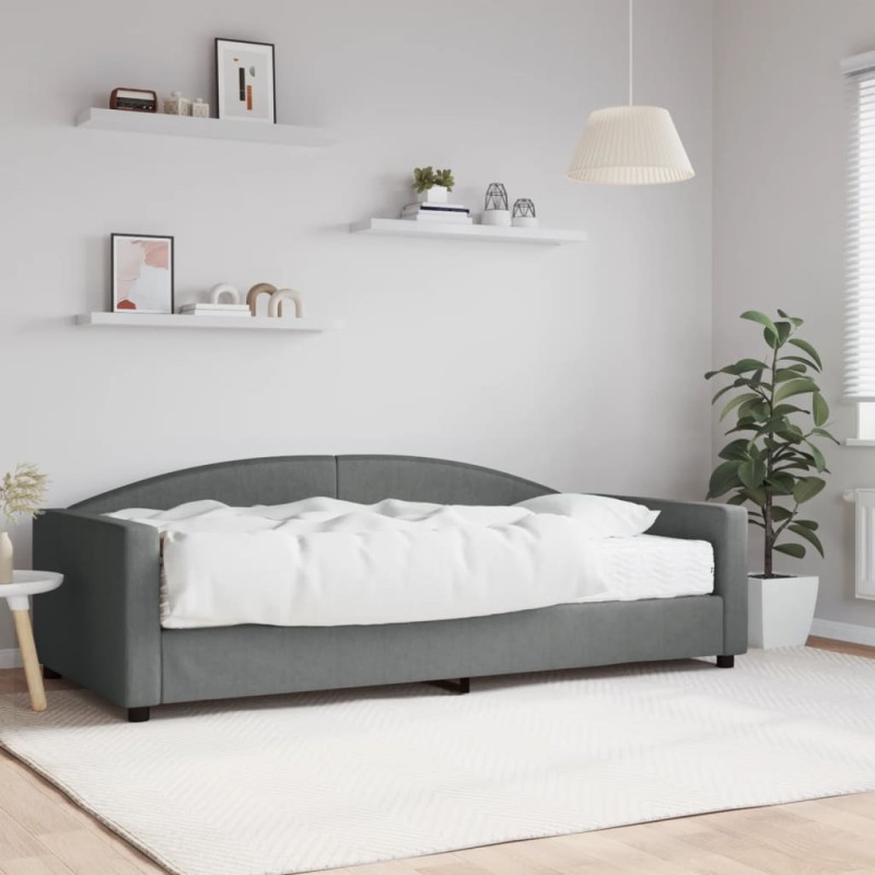 vidaXL Divano Letto con Materasso Grigio Scuro 100x200 cm in Tessuto vidaXL Divano Letto con Materasso Grigio Scuro 100x200 cm in Tessuto