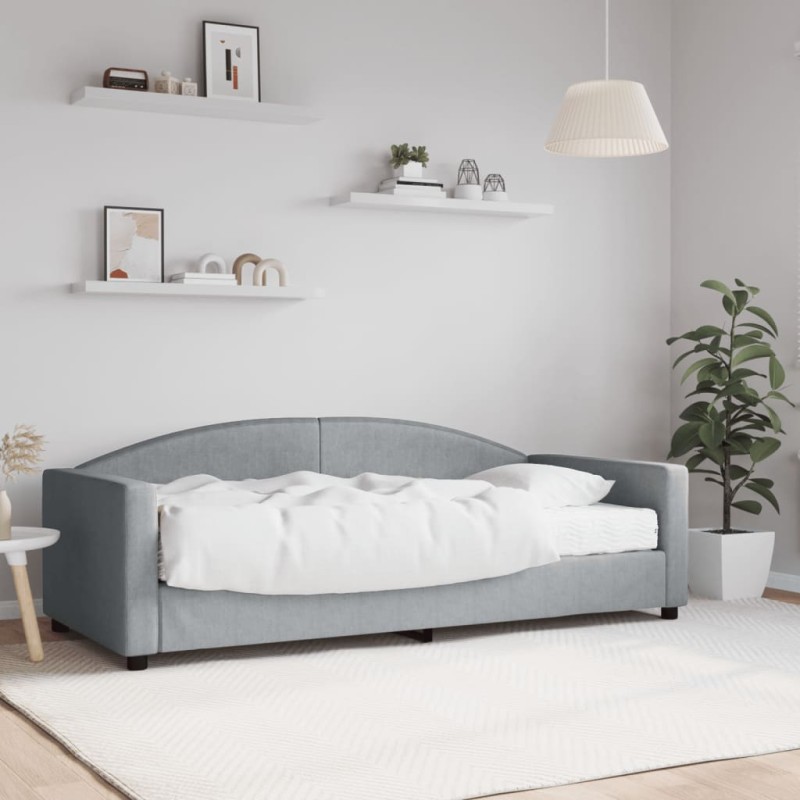 vidaXL Divano Letto con Materasso Grigio Chiaro 90x190 cm in Tessuto vidaXL Divano Letto con Materasso Grigio Chiaro 90x190 cm in Tessuto