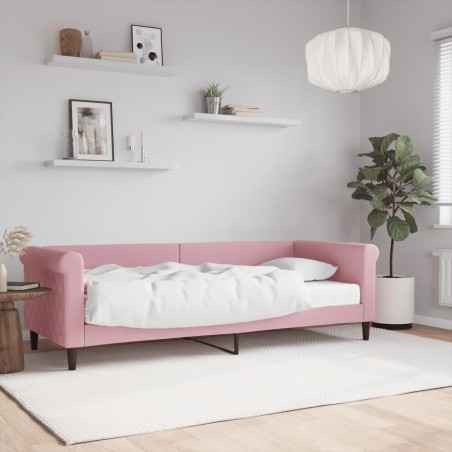 vidaXL Divano Letto con Materasso Rosa 80x200 cm in Velluto