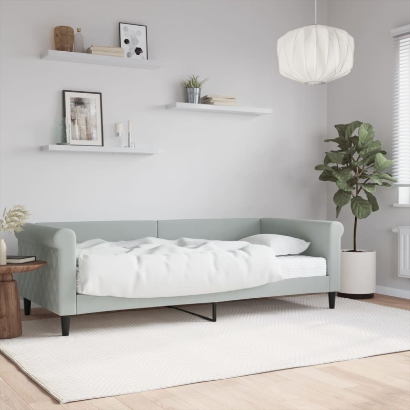 vidaXL Divano Letto con Materasso Grigio Chiaro 90x200 cm in Velluto vidaXL Divano Letto con Materasso Grigio Chiaro 90x200 cm in Velluto