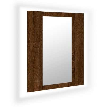 vidaXL Mobile Bagno Specchio LED Rovere Marrone 40x12x45cm Multistrato