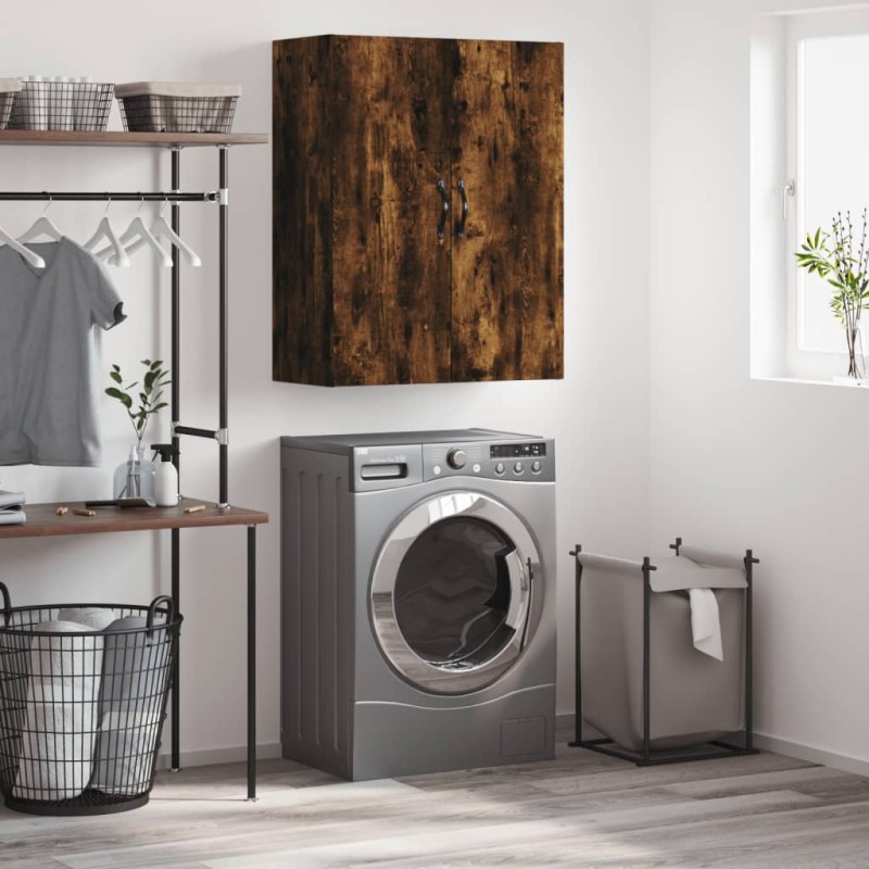 vidaXL Mobile a Parete Rovere Fumo 69,5x34x90 cm in Legno Multistrato vidaXL Mobile a Parete Rovere Fumo 69,5x34x90 cm in Legno Multistrato