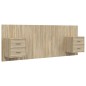 Testiera Letto con Comodini in Legno Multistrato Rovere Sonoma Testiera Letto con Comodini in Legno Multistrato Rovere Sonoma