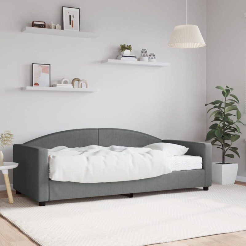 vidaXL Divano Letto con Materasso Grigio Scuro 90x190 cm in Tessuto vidaXL Divano Letto con Materasso Grigio Scuro 90x190 cm in Tessuto