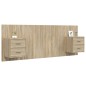 Testiera Letto con Comodini in Legno Multistrato Rovere Sonoma Testiera Letto con Comodini in Legno Multistrato Rovere Sonoma