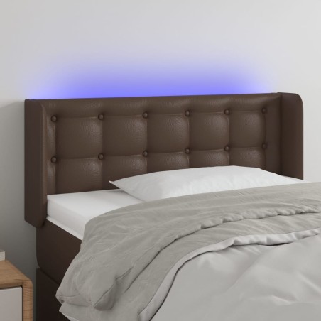 Testiera a LED Marrone 103x16x78/88 cm in Similpelle