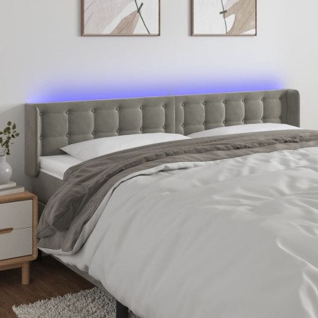 vidaXL Testiera a LED Grigio Chiaro 183x16x78/88 cm in Velluto