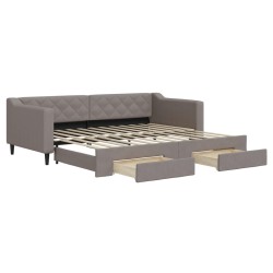 vidaXL Divano Letto Estraibile con Cassetti Tortora 90x200 cm Tessuto
