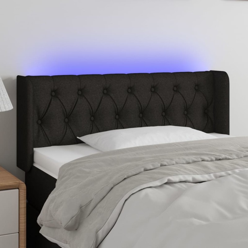 Testiera a LED Nera 93x16x78/88 cm in Tessuto Testiera a LED Nera 93x16x78/88 cm in Tessuto