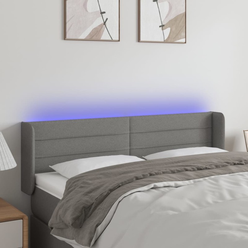 Testiera a LED Grigio Scuro 147x16x78/88 cm in Tessuto Testiera a LED Grigio Scuro 147x16x78/88 cm in Tessuto