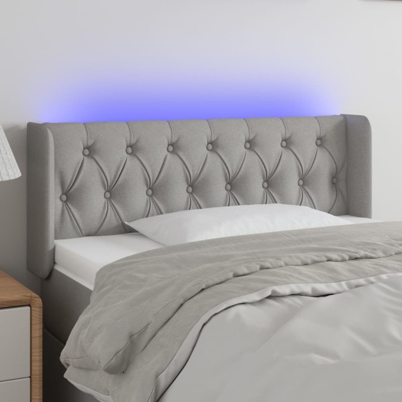 Testiera Grigio Chiaro a LED 103x16x78/88 cm in Tessuto Testiera Grigio Chiaro a LED 103x16x78/88 cm in Tessuto