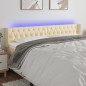Testiera a LED Crema 203x16x78/88 cm in Tessuto Testiera a LED Crema 203x16x78/88 cm in Tessuto