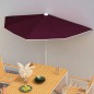 vidaXL Ombrellone Semicircolare da Giardino con Palo 180x90 cm Bordò vidaXL Ombrellone Semicircolare da Giardino con Palo 180x90 cm Bordò