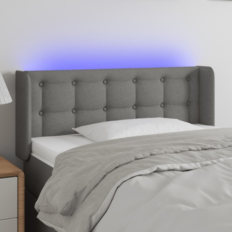 Testiera a LED Grigio Scuro 93x16x78/88 cm in Tessuto Testiera a LED Grigio Scuro 93x16x78/88 cm in Tessuto