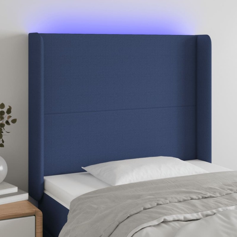 Testiera a LED Blu 83x16x118/128 cm in Tessuto Testiera a LED Blu 83x16x118/128 cm in Tessuto
