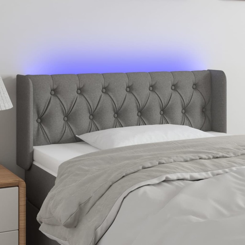 Testiera a LED Grigio Scuro 103x16x78/88 cm in Tessuto Testiera a LED Grigio Scuro 103x16x78/88 cm in Tessuto