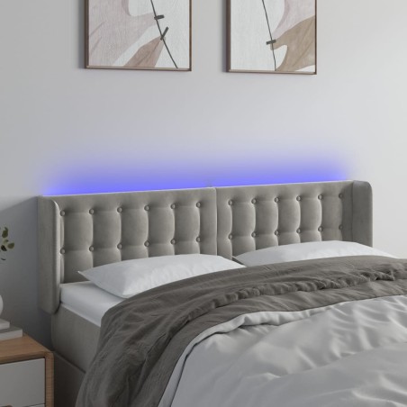vidaXL Testiera Grigio Chiaro a LED 147x16x78/88 cm in Velluto