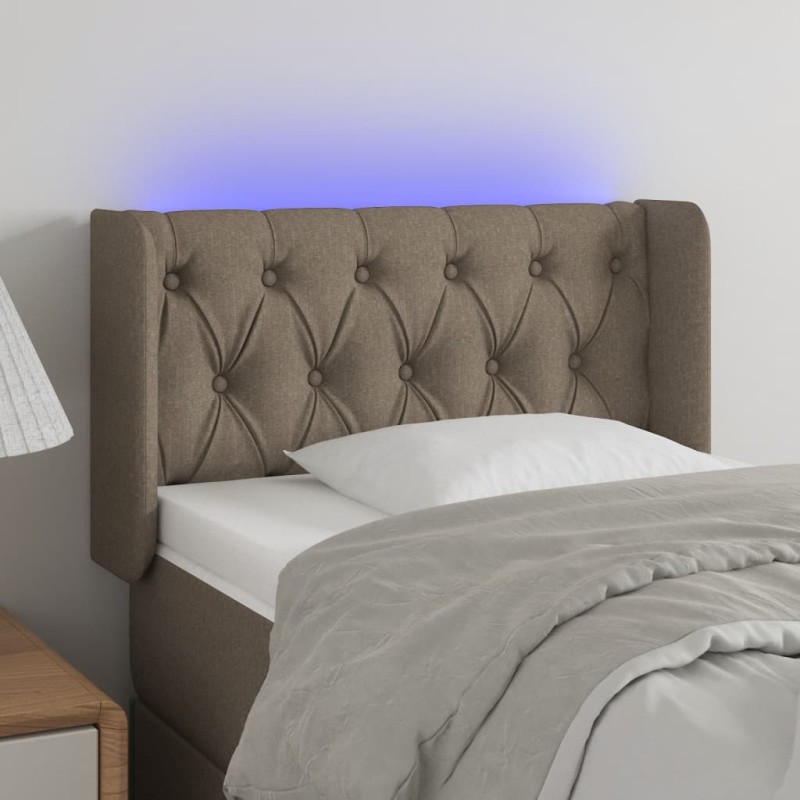 Testiera a LED Tortora 83x16x78/88 cm in Tessuto Testiera a LED Tortora 83x16x78/88 cm in Tessuto