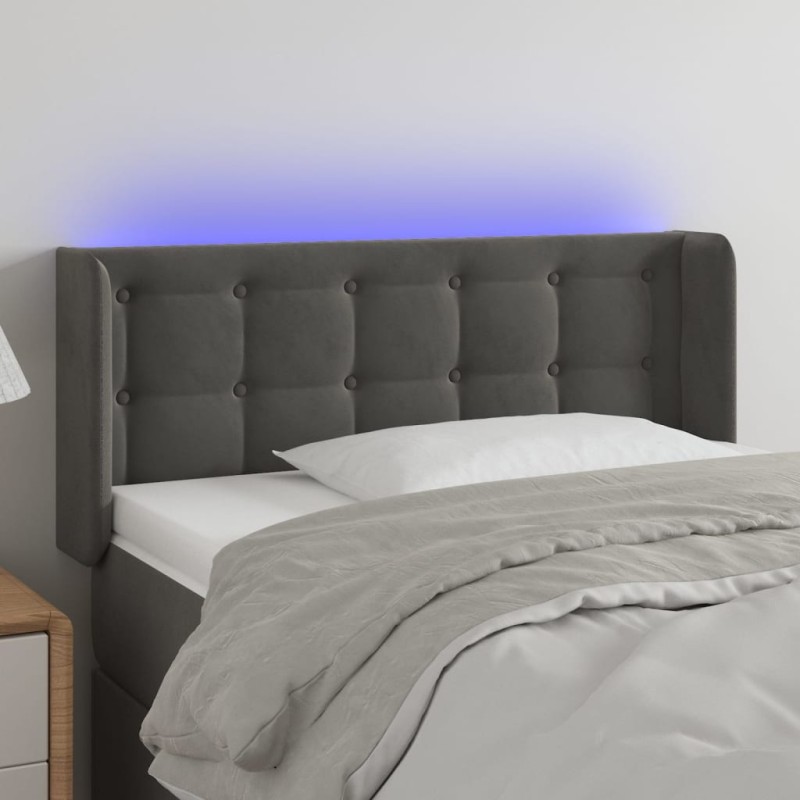 vidaXL Testiera a LED Grigio Scuro 103x16x78/88 cm in Velluto vidaXL Testiera a LED Grigio Scuro 103x16x78/88 cm in Velluto