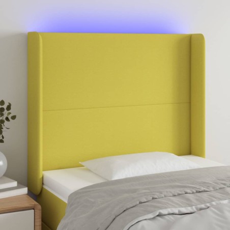 Testiera a LED Verde 103x16x118/128 cm in Tessuto