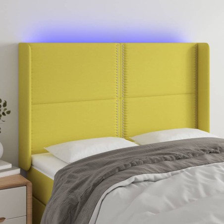 Testiera a LED Verde 147x16x118/128 cm in Tessuto