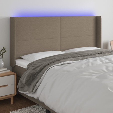 Testiera a LED Tortora 163x16x118/128 cm in Tessuto
