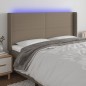 Testiera a LED Tortora 203x16x118/128 cm in Tessuto