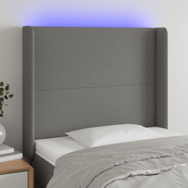 Testiera a LED Grigio Scuro 83x16x118/128 cm in Tessuto Testiera a LED Grigio Scuro 83x16x118/128 cm in Tessuto