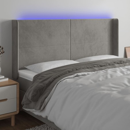 vidaXL Testiera a LED Grigio Chiaro 163x16x118/128 cm in Velluto
