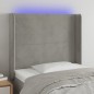Testiera a LED Grigio Chiaro 93x16x118/128 cm in Velluto Testiera a LED Grigio Chiaro 93x16x118/128 cm in Velluto