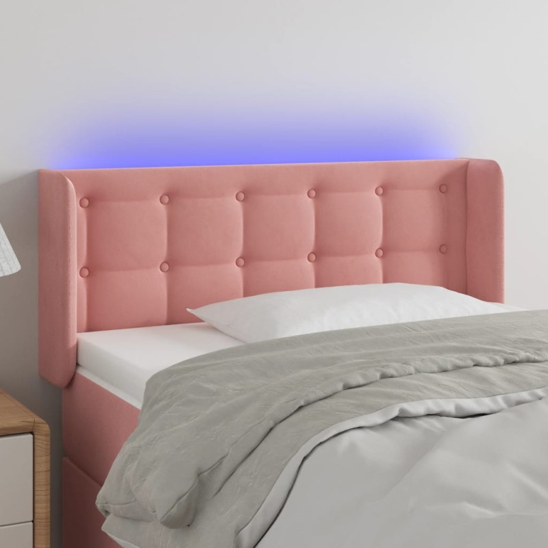 vidaXL Testiera a LED Rosa 93x16x78/88 cm in Velluto vidaXL Testiera a LED Rosa 93x16x78/88 cm in Velluto