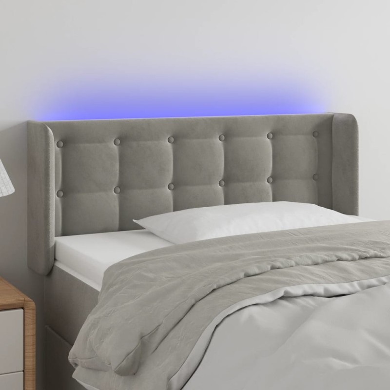 Testiera Grigio Chiaro a LED 103x16x78/88 cm in Velluto Testiera Grigio Chiaro a LED 103x16x78/88 cm in Velluto