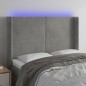 Testiera a LED Grigio Chiaro 147x16x118/128 cm in Velluto Testiera a LED Grigio Chiaro 147x16x118/128 cm in Velluto