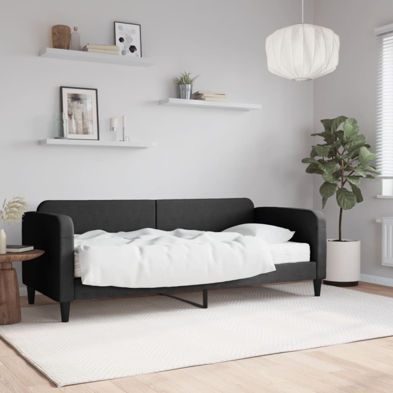 vidaXL Divano Letto con Materasso Nero 80x200 cm in Tessuto vidaXL Divano Letto con Materasso Nero 80x200 cm in Tessuto