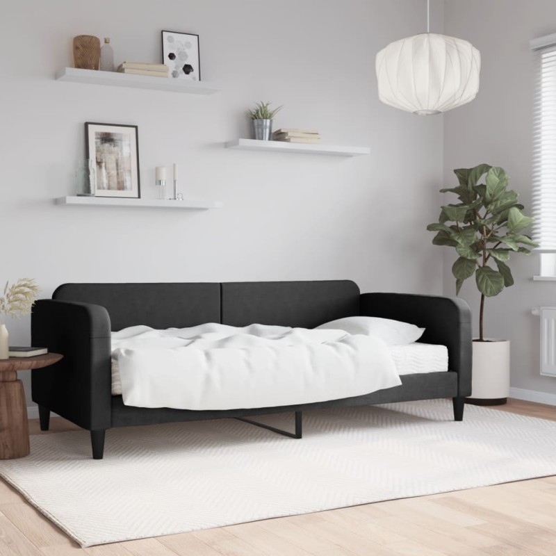 vidaXL Divano Letto con Materasso Nero 90x190 cm in Tessuto vidaXL Divano Letto con Materasso Nero 90x190 cm in Tessuto